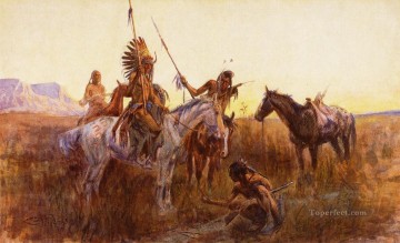 ロスト・トレイル・インディアンズ チャールズ・マリオン・ラッセル インディアナ州 Oil Paintings